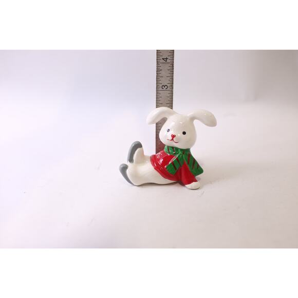 Mervyn's, Tumbling Christmas Bunny, Skating, Ceramic Figurine, Made in Japan - Picture 5 of 5